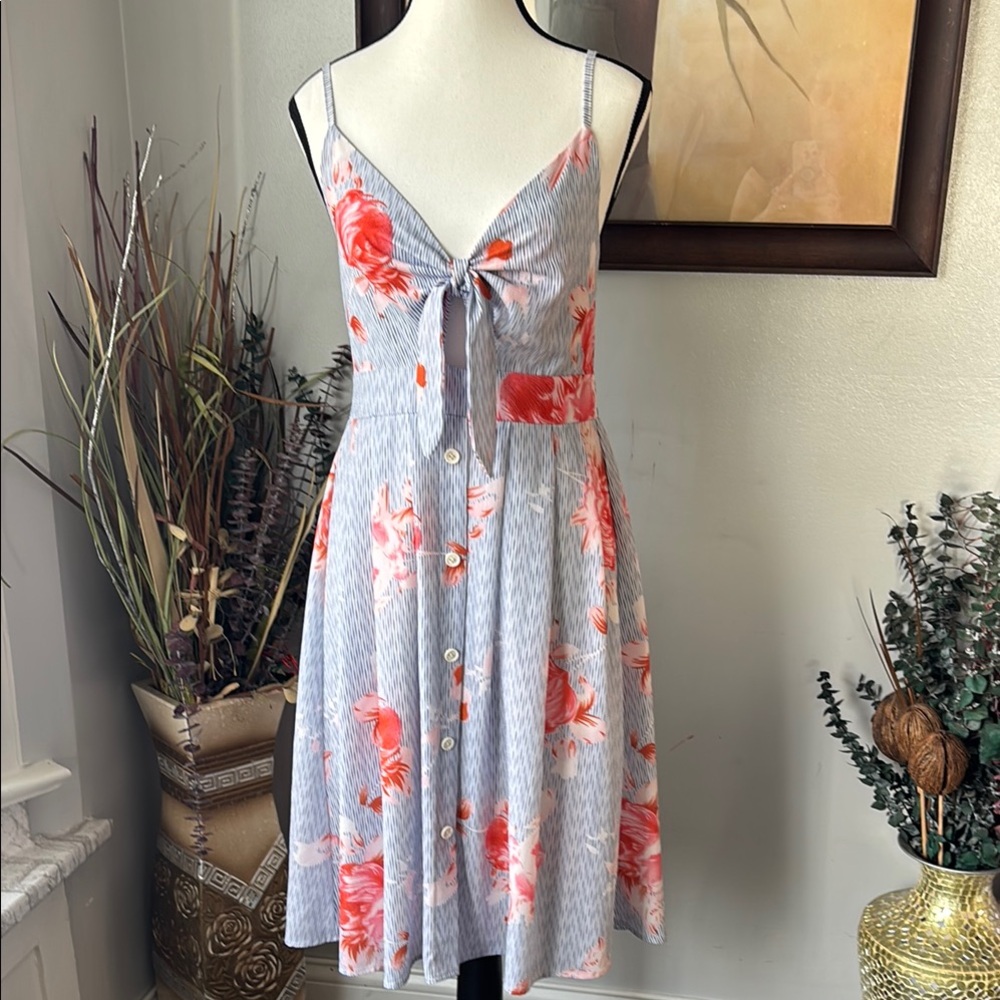 Pink and Blue Spaghetti Strap Midi Sundress Size M